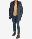 Men's Long Snorkel Down Coat with Faux-Fur Trim