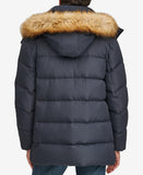 Men's Long Snorkel Down Coat with Faux-Fur Trim