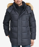 Men's Long Snorkel Down Coat with Faux-Fur Trim