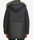 Men's Mixed-Media Parka with Removable Hood
