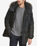 Men's Mixed-Media Parka with Removable Hood