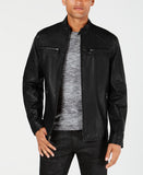 Men's Perforated Faux-Leather Moto Jacket