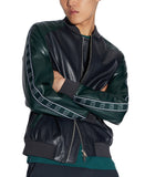 Men's Faux Leather Logo Tape Jacket