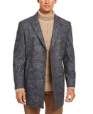 Men's Slim-Fit Gray Floral Paisley Overcoat