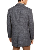 Men's Slim-Fit Gray Floral Paisley Overcoat