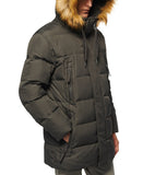 Men's Long Snorkel Down Coat with Faux-Fur Trim