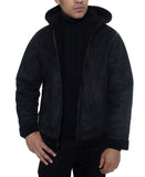 Men's Faux Shearling Hooded Bomber Jacket
