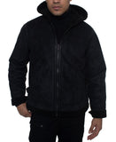 Men's Faux Shearling Hooded Bomber Jacket