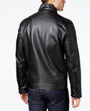Men's Perforated Faux-Leather Moto Jacket